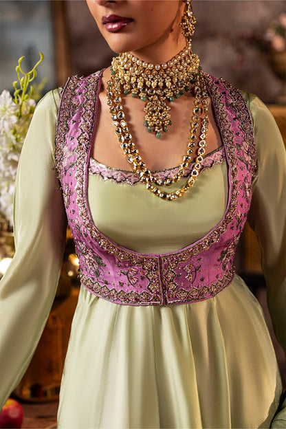 Mina Kashif | Loona Lawn 25 | Elan M Apple Green Roman Silk