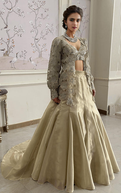 Threads and Motifs | Formal Dresses 25 | EMBRIODERED JACKET WITH BLOUSE AND SKIRT - Pakistani Designer Dress - by Threads and Motifs - Type : Ladies Clothes - 100% Original at Saira Sultan