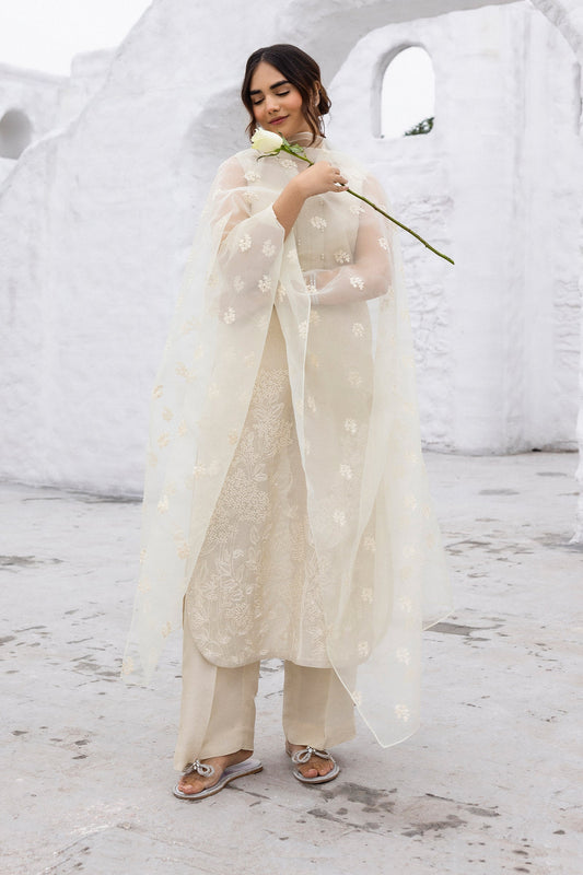 Erum Khan | Ramadan Edition | Layali XS Beige Cotton Karandi