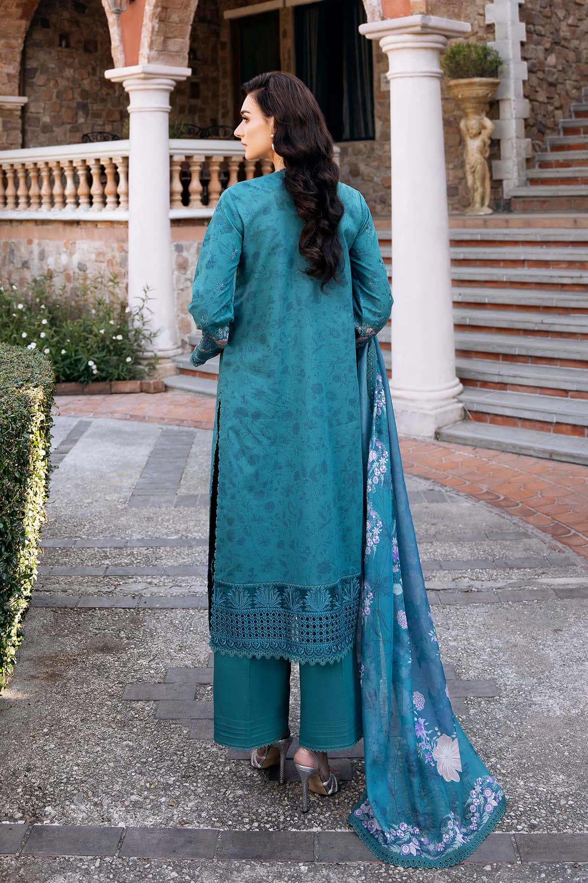 Afrozeh | Damask The Holiday Edit 25 | Eden A S Teal Lawn