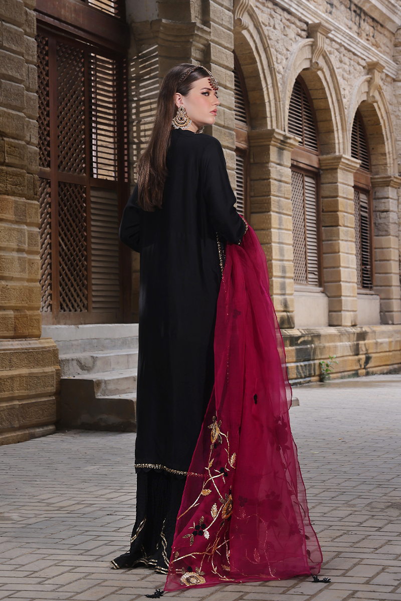 Mona Imran | Dilzaib Formals | Janan S Black Sheesha Silk
