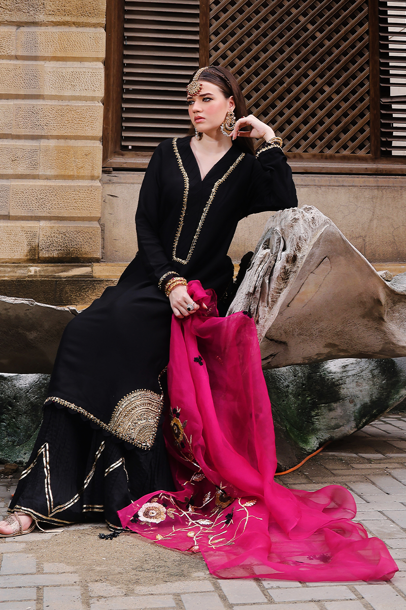 Mona Imran | Dilzaib Formals | Janan M Black Sheesha Silk