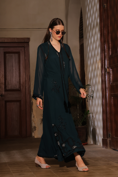Mona Imran | Dilzaib Formals | Haniya M Deep Teal Pure Chiffon