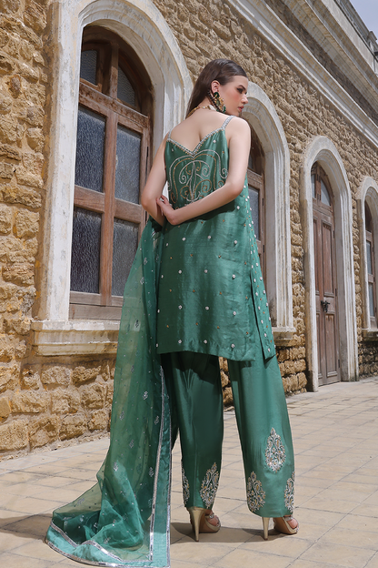 Mona Imran | Dilzaib Formals | Romesa L Teal Green