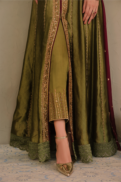 Mona Imran | Dilzaib Formals | Heer L Dark Mehndi Pure Sheesha Silk