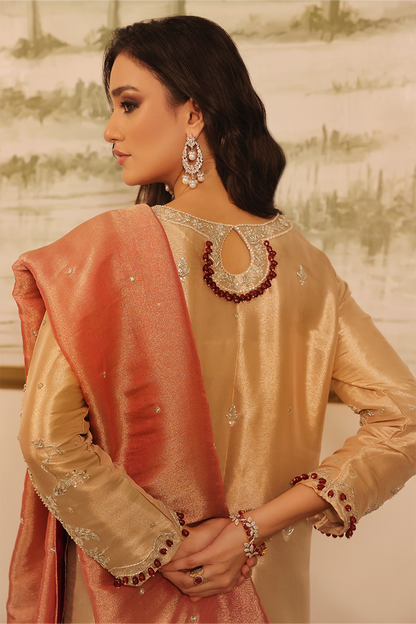 Mona Imran | Dilzaib Formals | Haya S Gold Lama Tissue