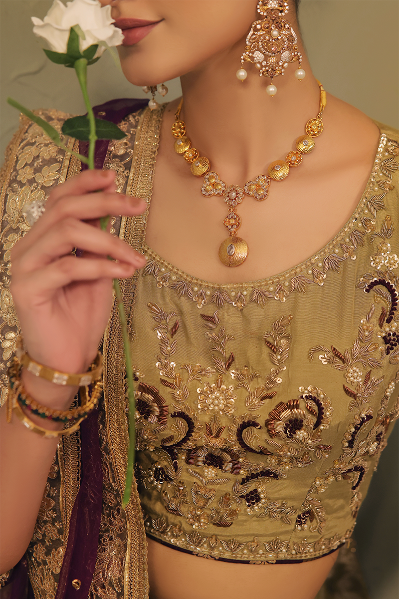 Mona Imran | Dilzaib Formals | Mahgul L Dull Brown Cotton Silk