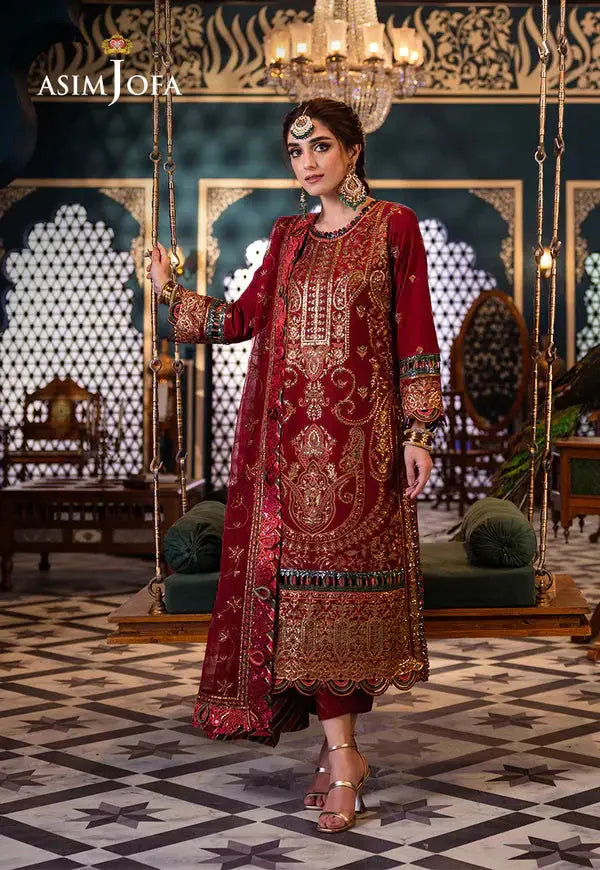 Asim Jofa | Fasana e Ishq Eid Luxury Lawn | AJFI-21 - Pakistani Designer Dress - by Asim Jofa | Type: Luxury - 100% Original at Saira Sultan