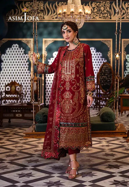 Asim Jofa | Fasana e Ishq Eid Luxury Lawn | AJFI-21 - Pakistani Designer Dress - by Asim Jofa | Type: Luxury - 100% Original at Saira Sultan