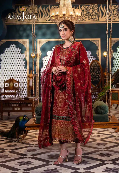 Asim Jofa | Fasana e Ishq Eid Luxury Lawn | AJFI-21 - Pakistani Designer Dress - by Asim Jofa | Type: Luxury - 100% Original at Saira Sultan