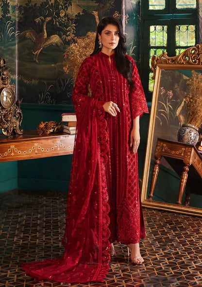 Zainab Chottani | Embroidered Velvet | SURKH D-05 - Pakistani Designer Dress - by Zainab Chottani | Type: Luxury - 100% Original at Saira Sultan