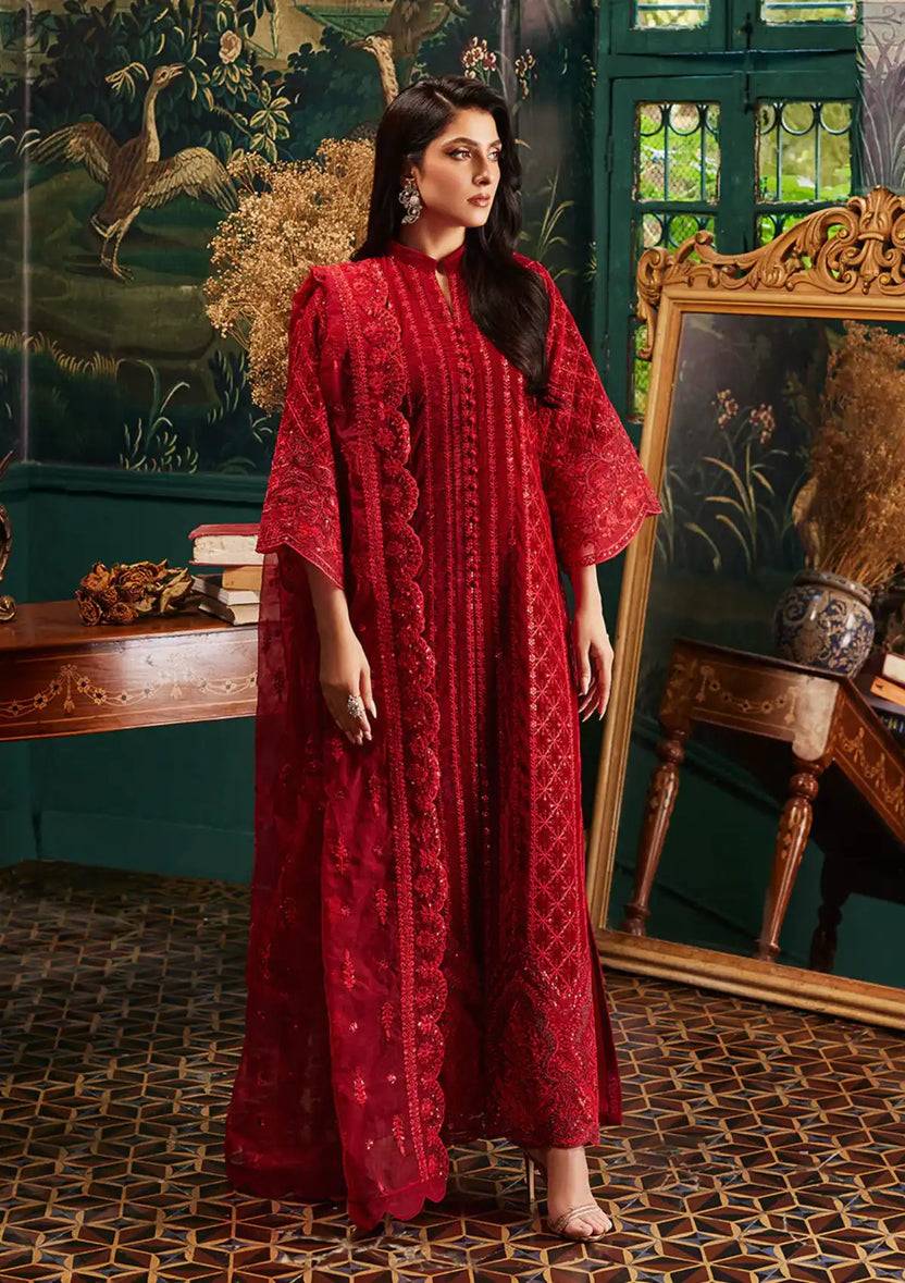 Zainab Chottani | Embroidered Velvet | SURKH D-05 - Pakistani Designer Dress - by Zainab Chottani | Type: Luxury - 100% Original at Saira Sultan