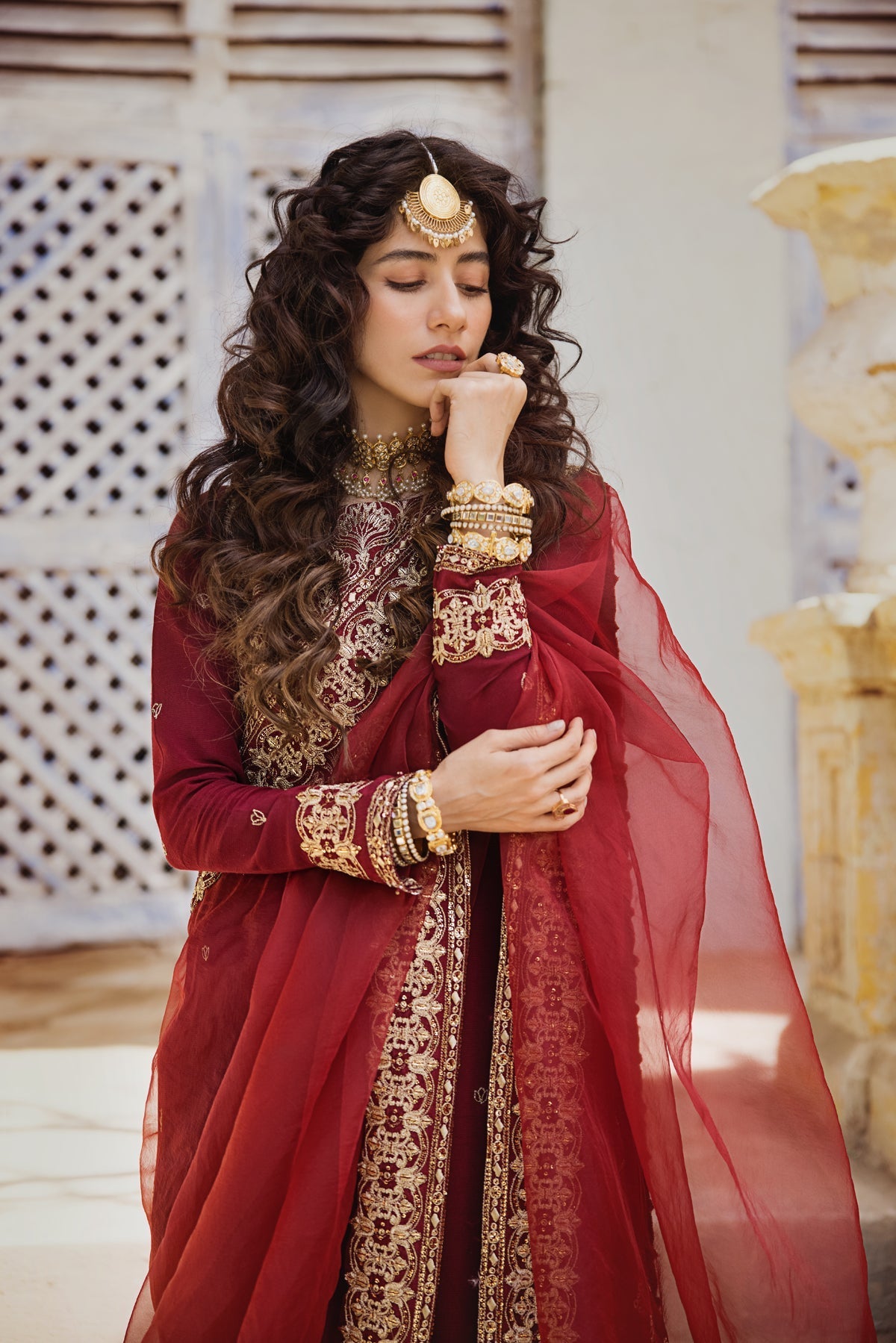 Erum Khan | Umaima Eid Edit | RUMMAISA L Maroon Raw Silk