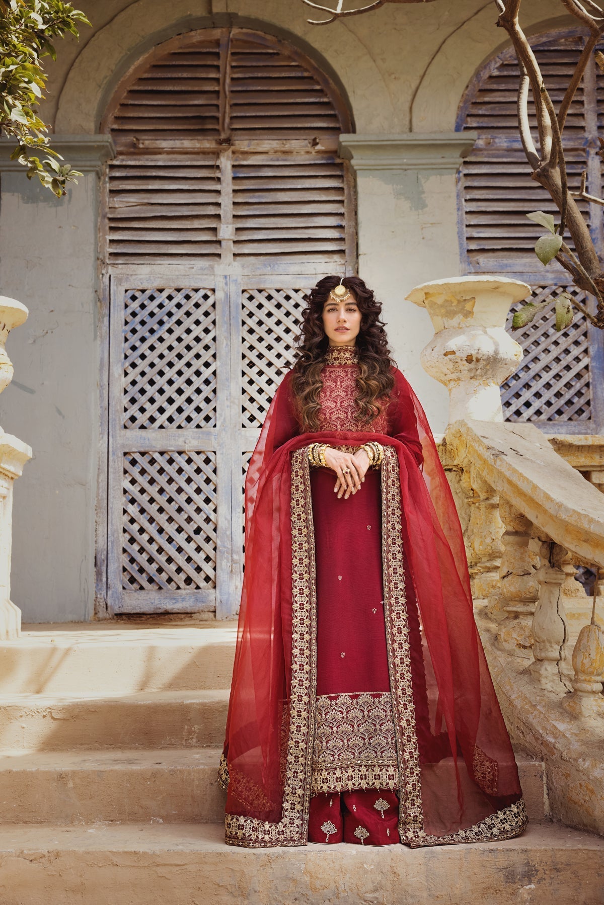 Erum Khan | Umaima Eid Edit | RUMMAISA XL Maroon Raw Silk