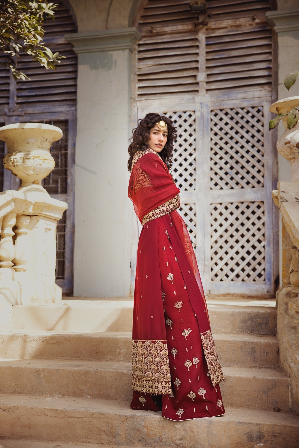 Erum Khan | Umaima Eid Edit | RUMMAISA S Maroon Raw Silk