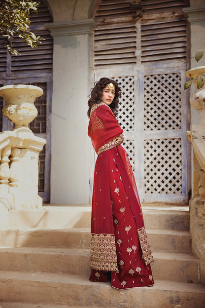 Erum Khan | Umaima Eid Edit | RUMMAISA S Maroon Raw Silk