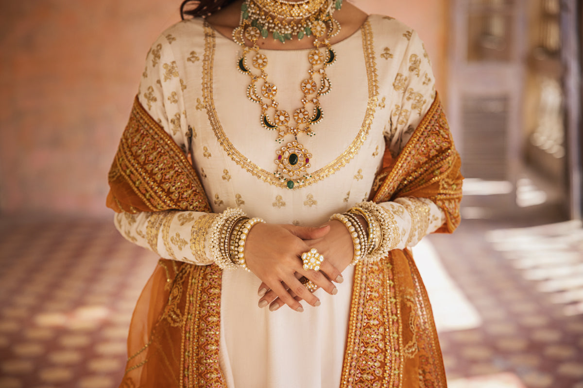 Erum Khan | Umaima Eid Edit | GHAZAL M White Raw Silk