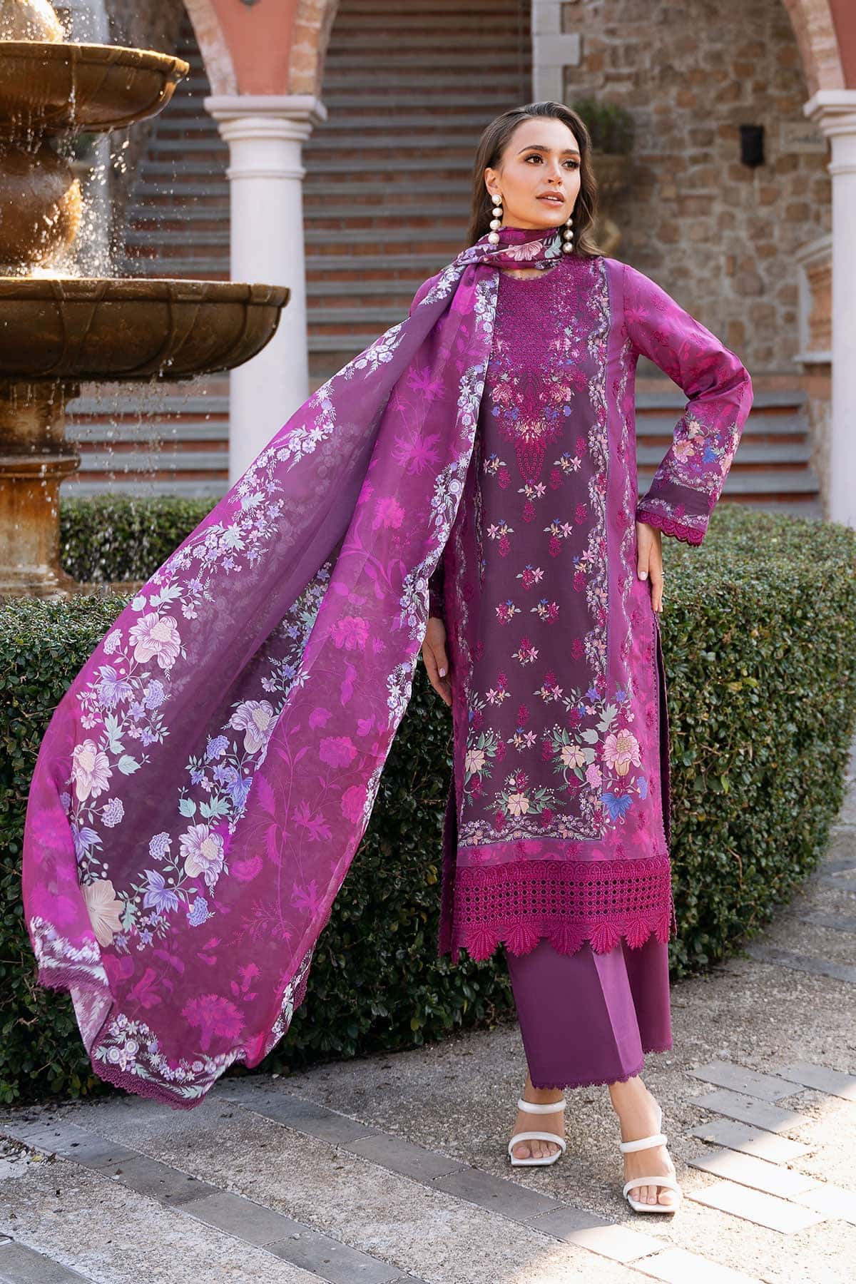Afrozeh | Damask The Holiday Edit 25 | Eden B XL Plum Lawn