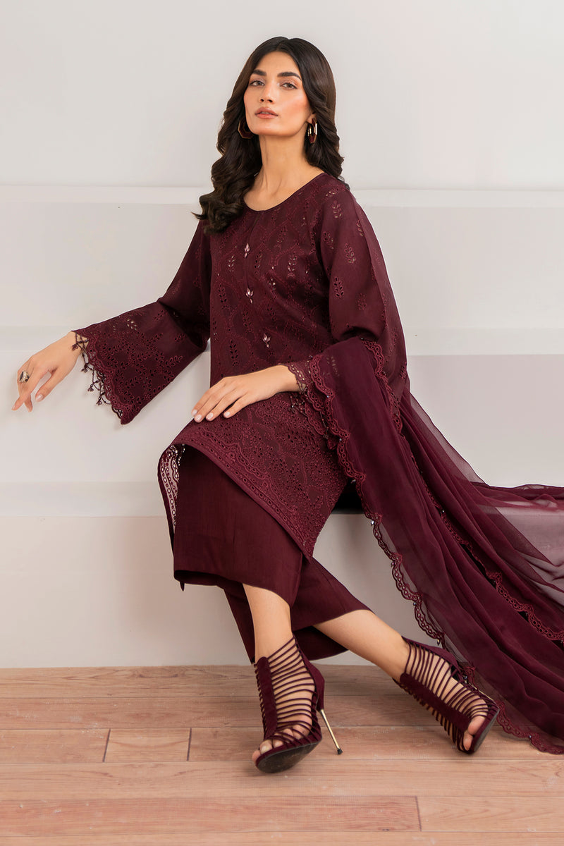 Baroque | Formal Collection | CHIFFON UF-690 XL Maroon Chiffon