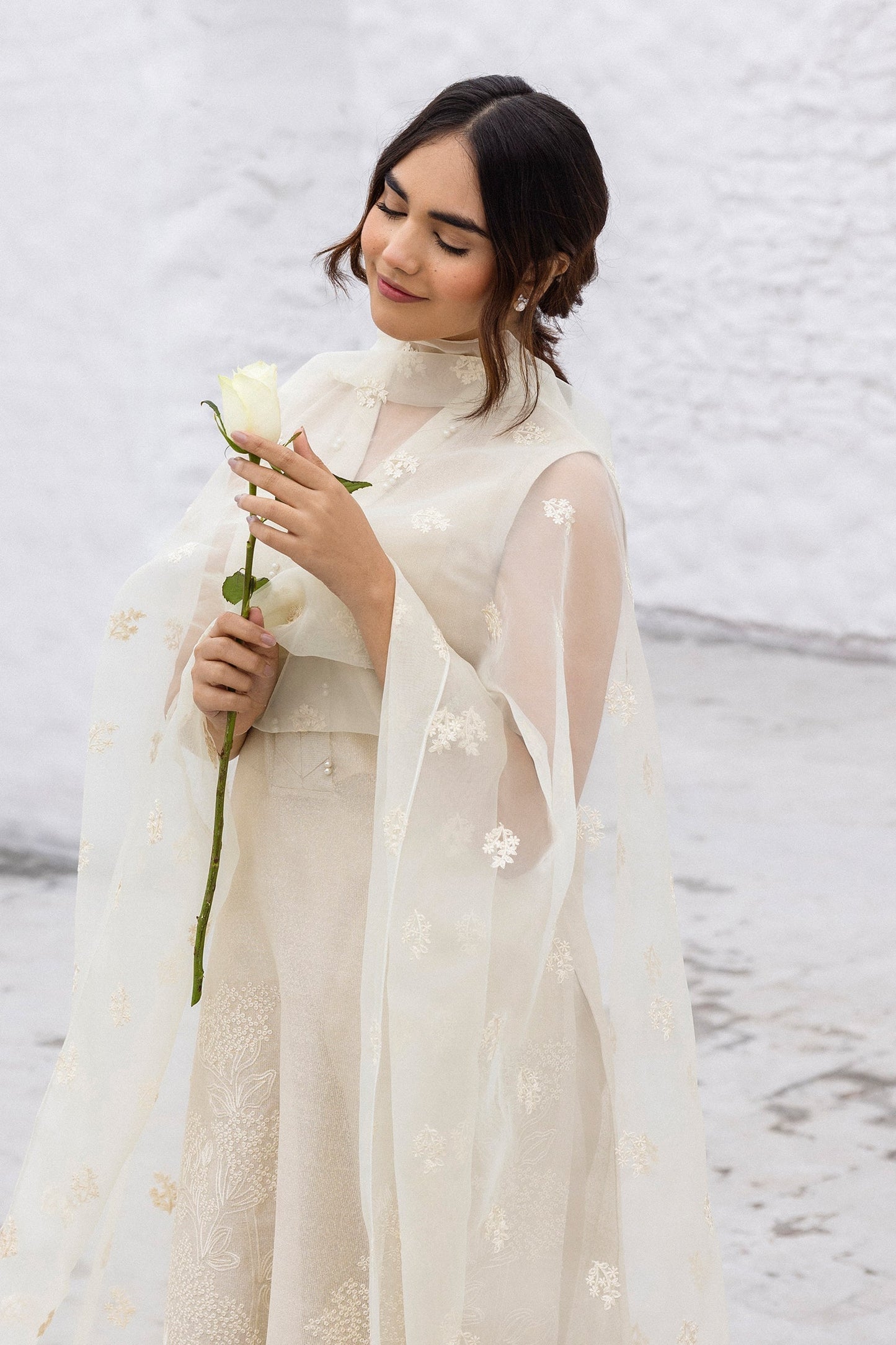 Erum Khan | Ramadan Edition | Layali L Beige Cotton Karandi