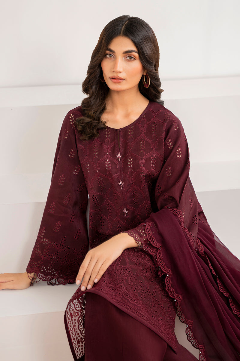 Baroque | Formal Collection | CHIFFON UF-690 L Maroon Chiffon