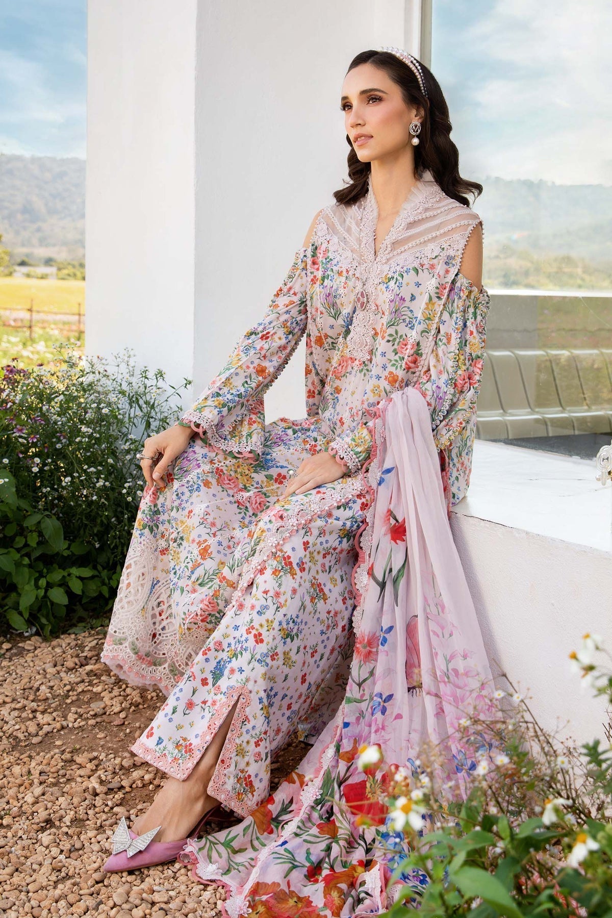 Maria B | M Prints 25 | MPT-2507-A S Off White Lawn