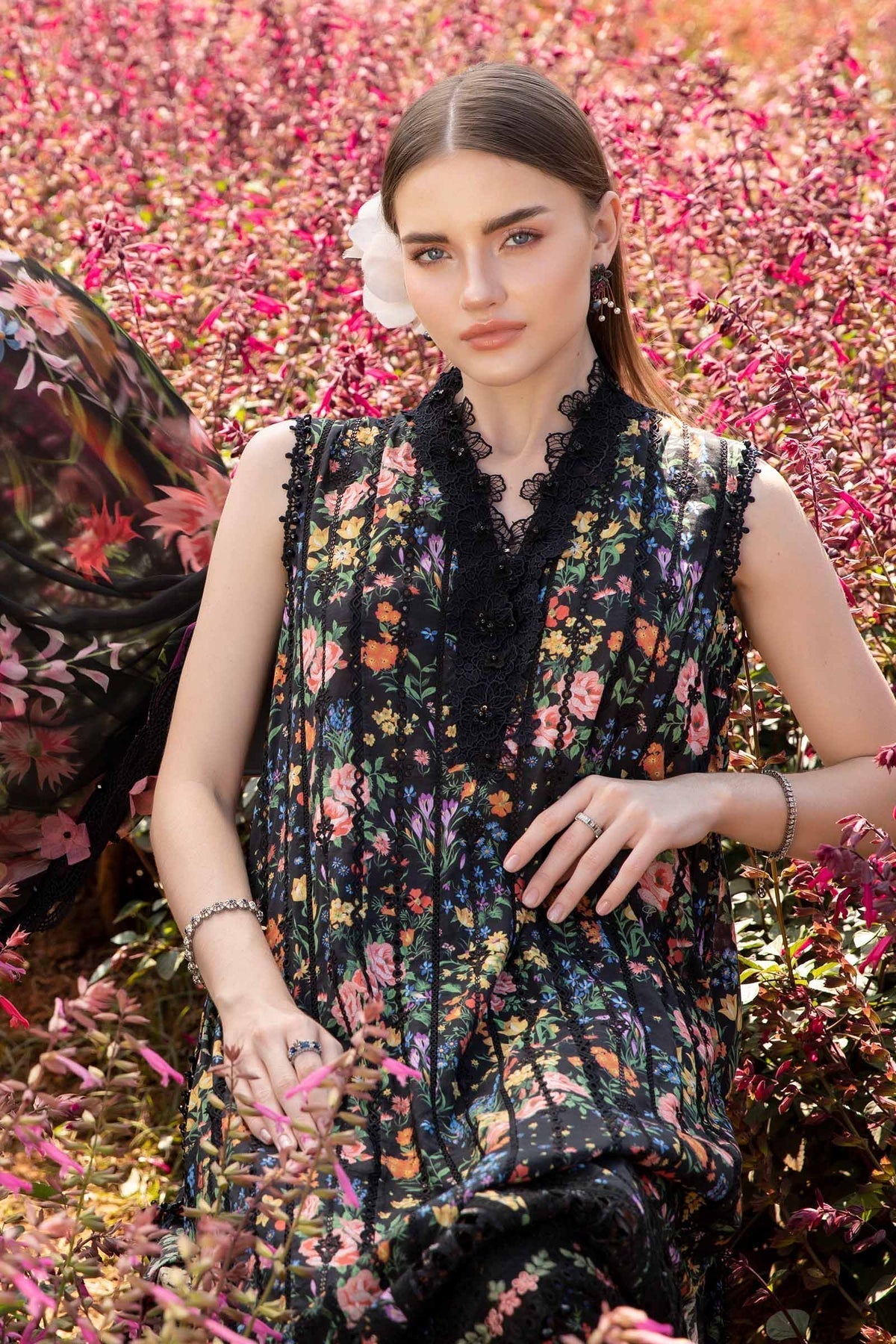 Maria B | M Prints 25 | MPT-2507-B XL Black Lawn