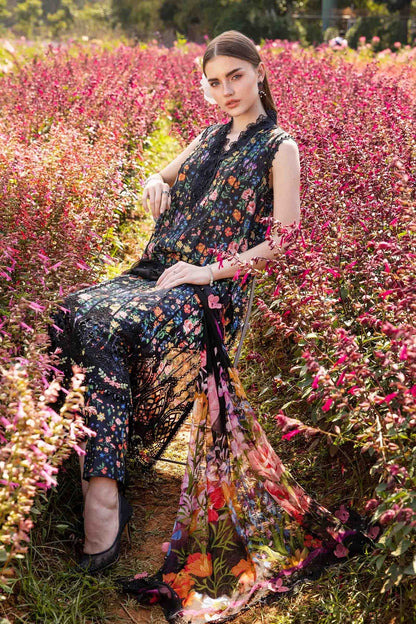 Maria B | M Prints 25 | MPT-2507-B S Black Lawn
