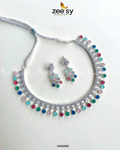 Necklace-0856 Silver Mutli