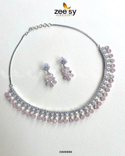Necklace-0856 Silver Pink