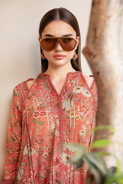 Maria B | M Prints 25 | MPT-2508-A L Peach Lawn