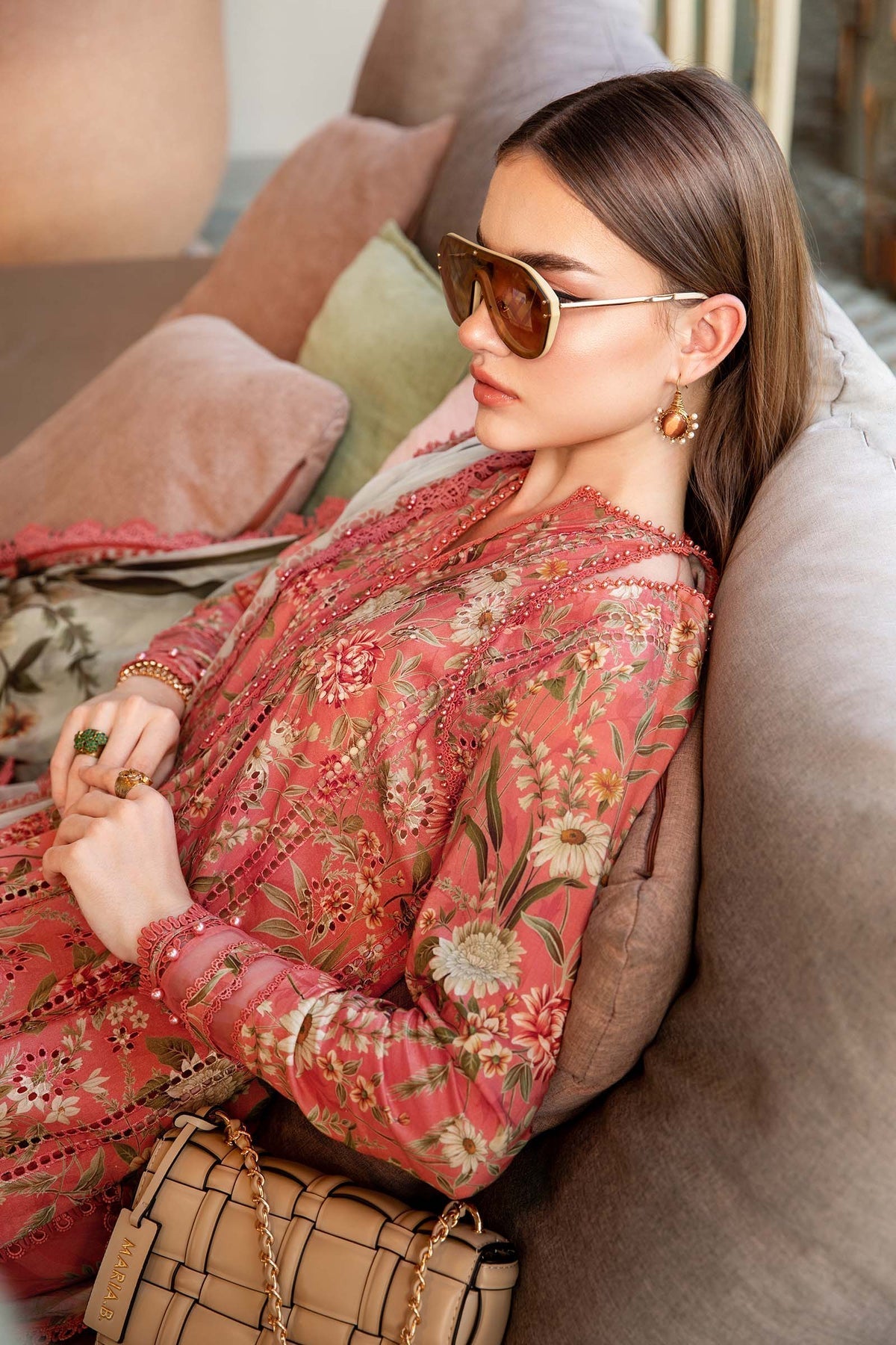 Maria B | M Prints 25 | MPT-2508-A M Peach Lawn
