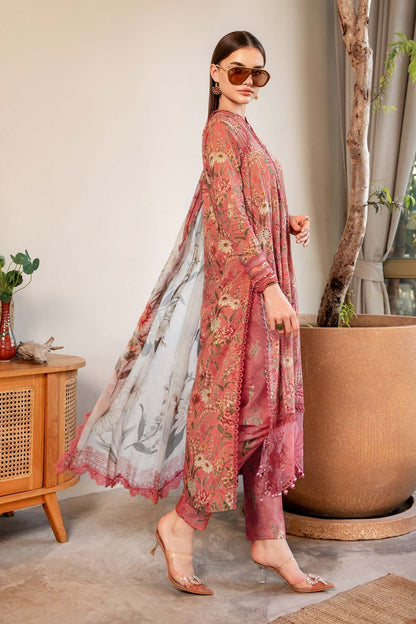 Maria B | M Prints 25 | MPT-2508-A S Peach Lawn