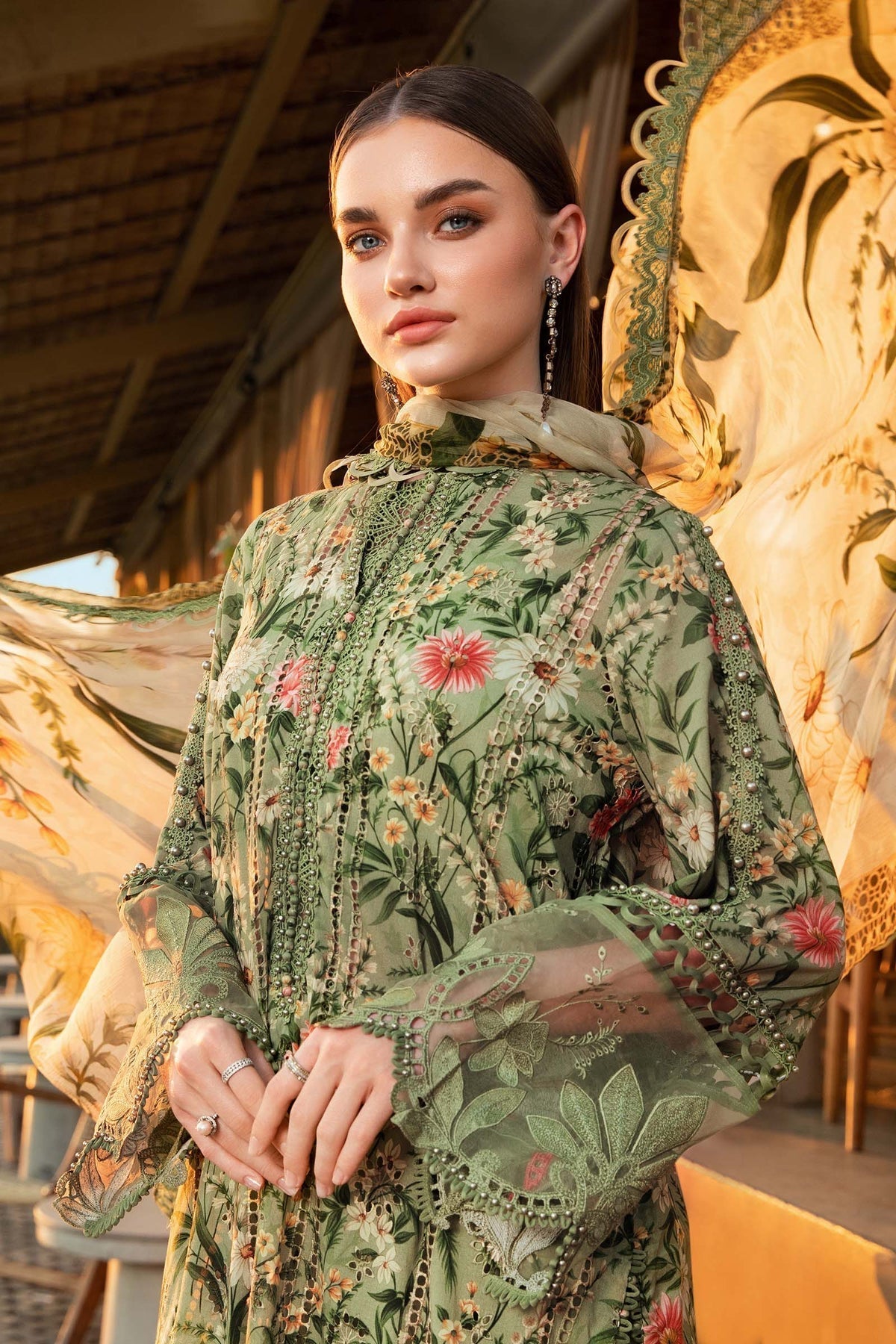 Maria B | M Prints 25 | MPT-2508-B S Deep Olive Green Lawn
