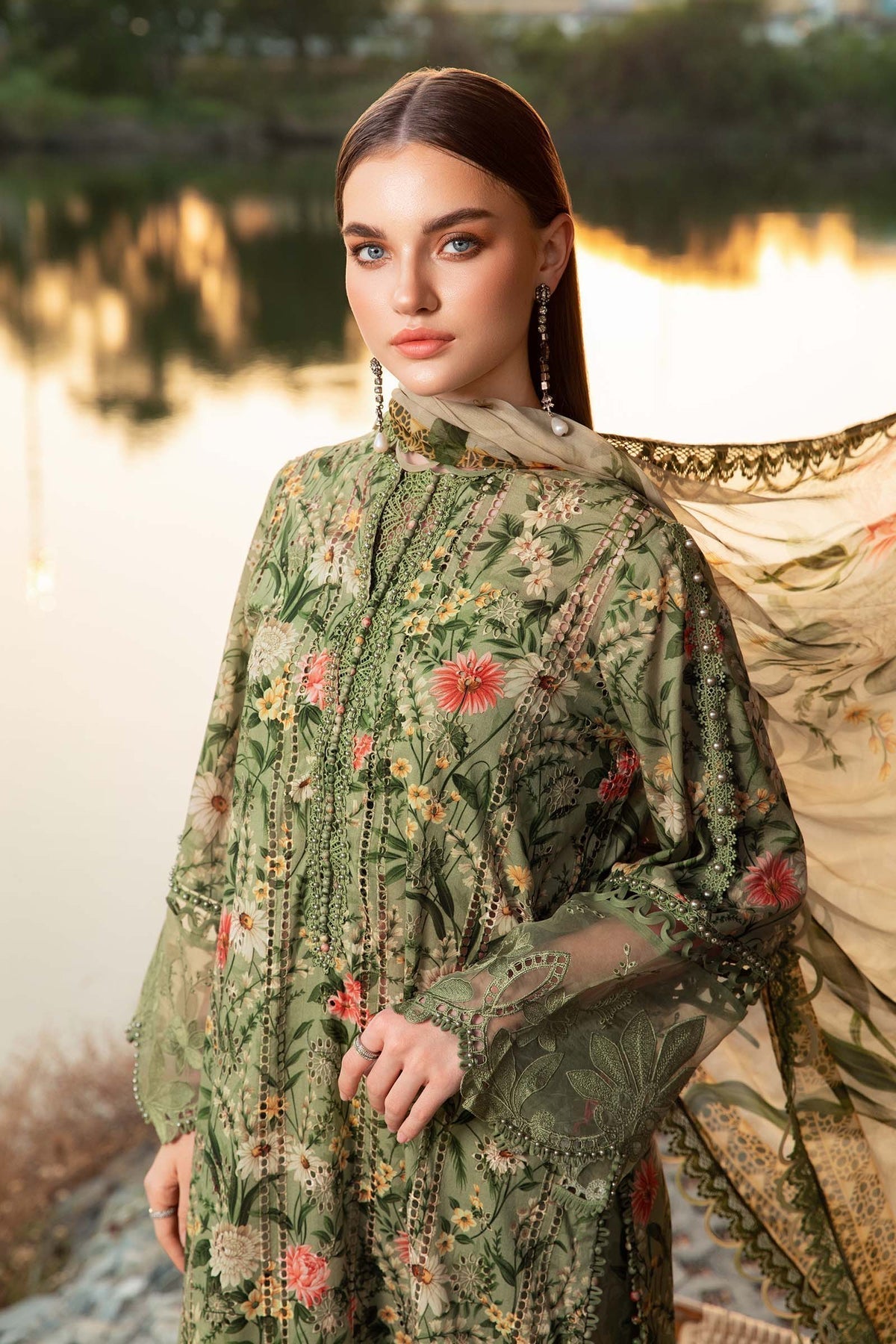 Maria B | M Prints 25 | MPT-2508-B L Deep Olive Green Lawn