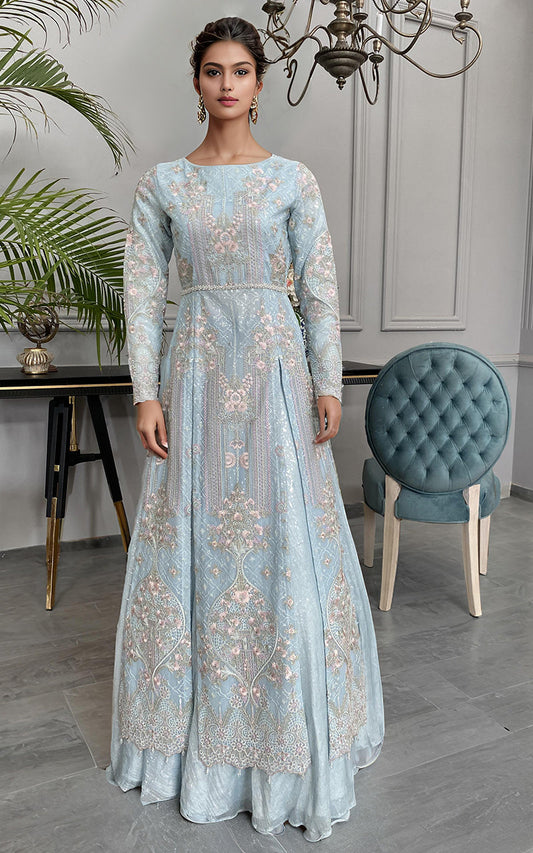Threads and Motifs | Formal Dresses 25 | Net Embroidered Maxi - Pakistani Designer Dress - by Threads and Motifs - Type : Ladies Clothes - 100% Original at Saira Sultan