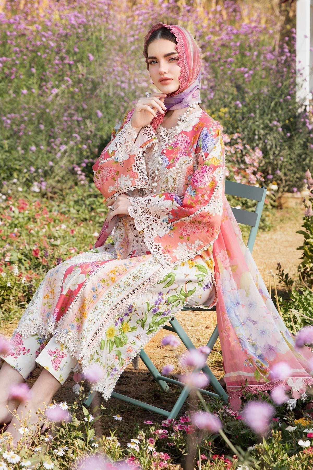 Maria B | M Prints 25 | MPT-2509-B M Pink Lawn