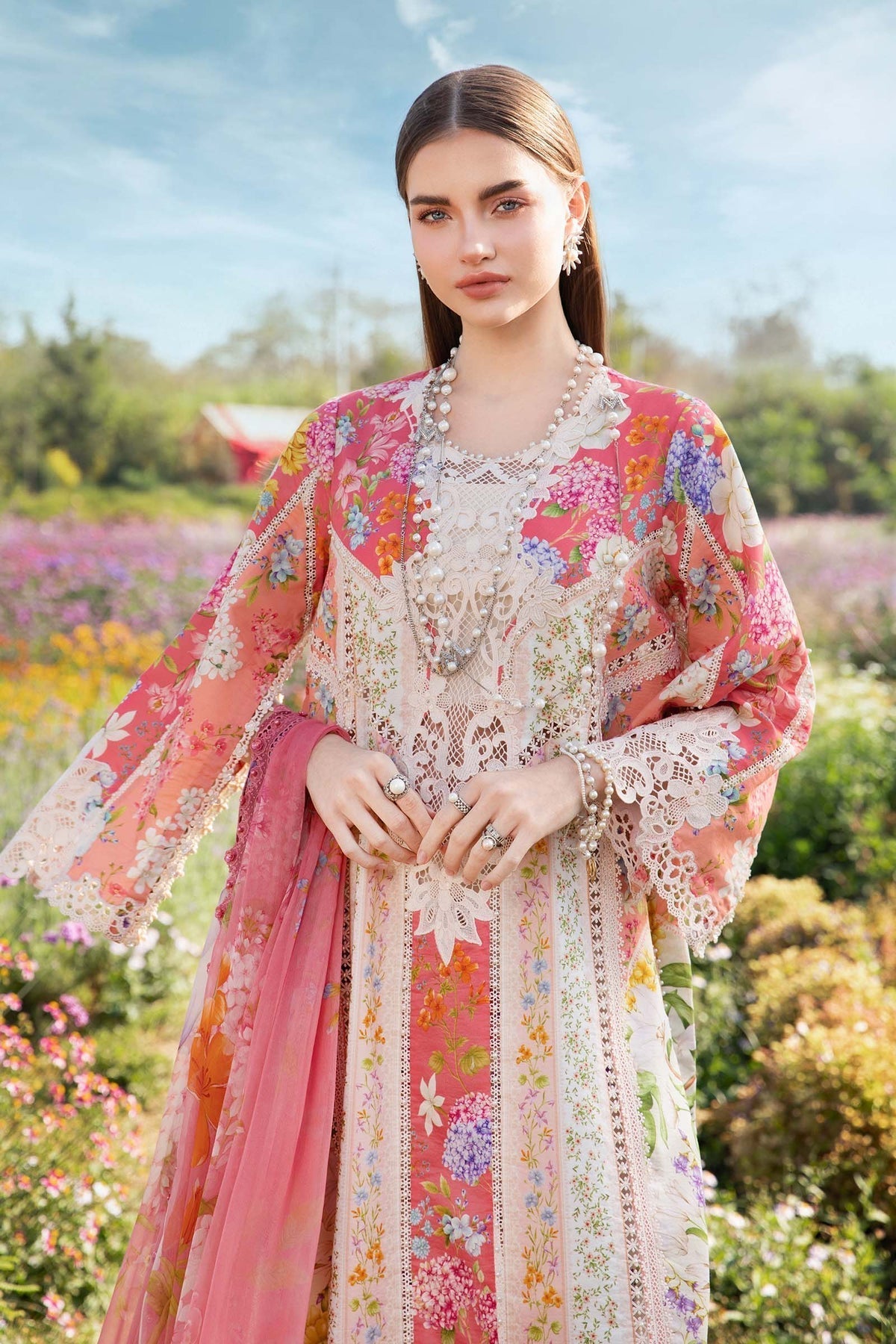 Maria B | M Prints 25 | MPT-2509-B L Pink Lawn