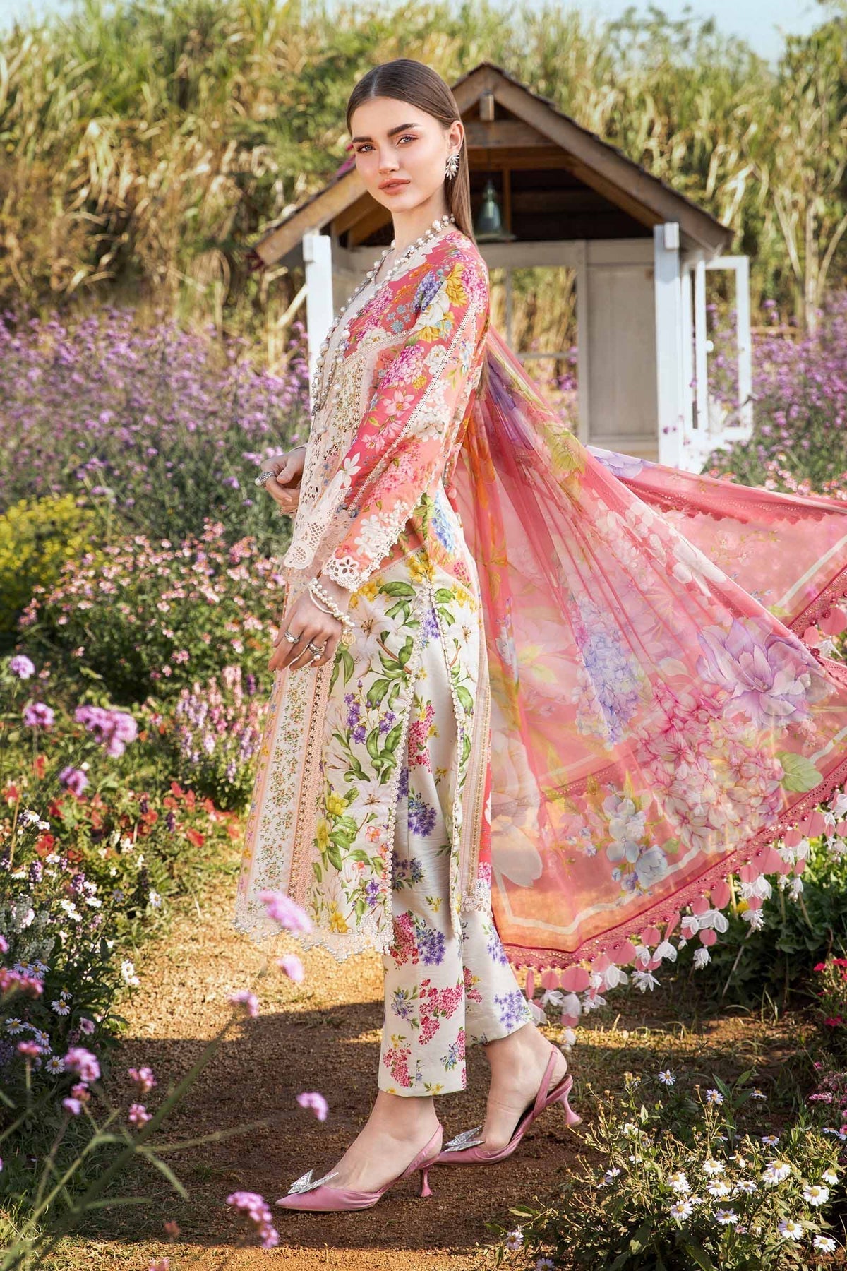Maria B | M Prints 25 | MPT-2509-B S Pink Lawn