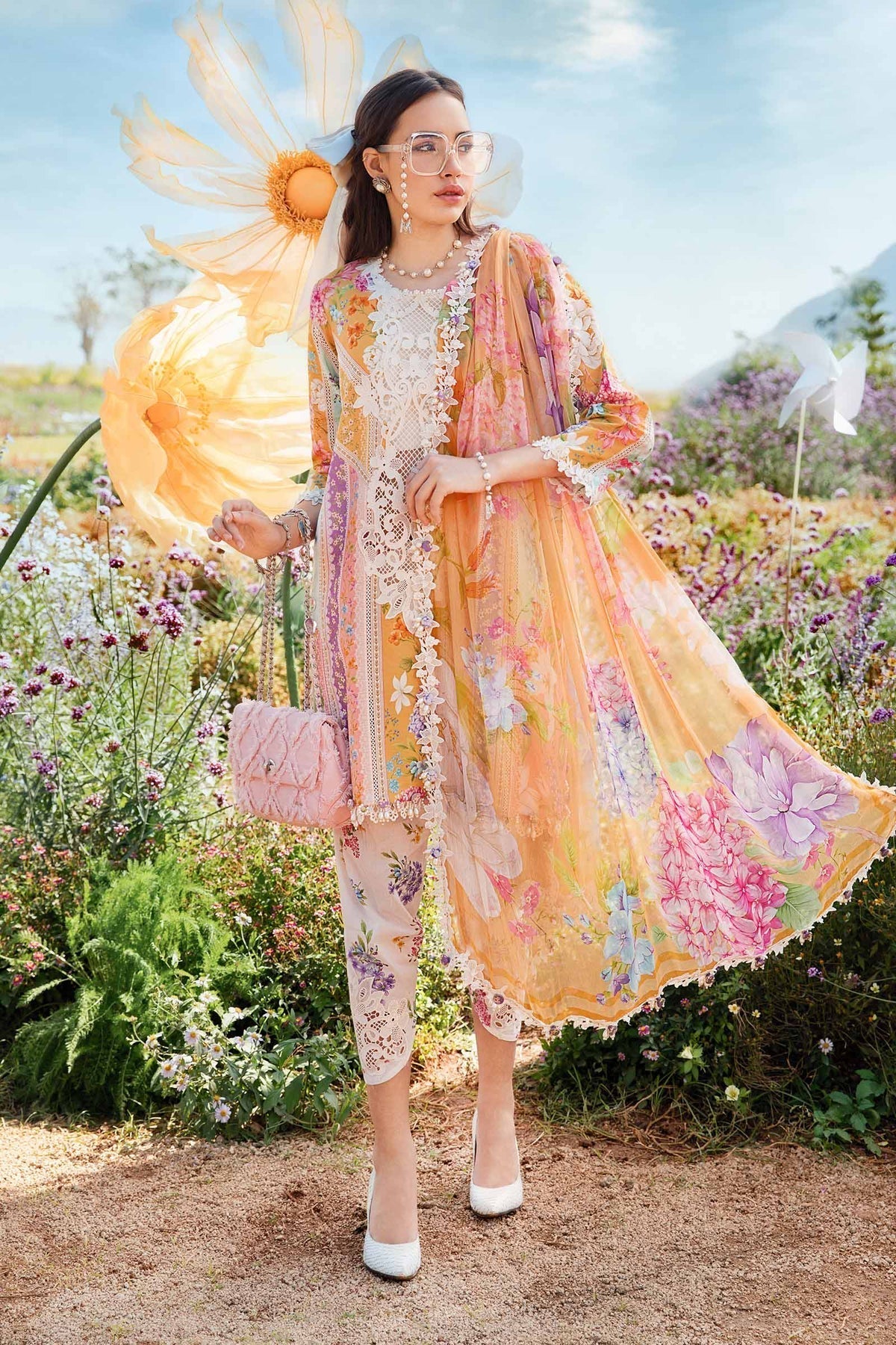Maria B | M Prints 25 | MPT-2509-A XS Pink Lawn