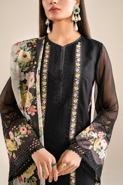 Baroque | Velvet Formals | CHIFFON UF-615 M Black Chiffon