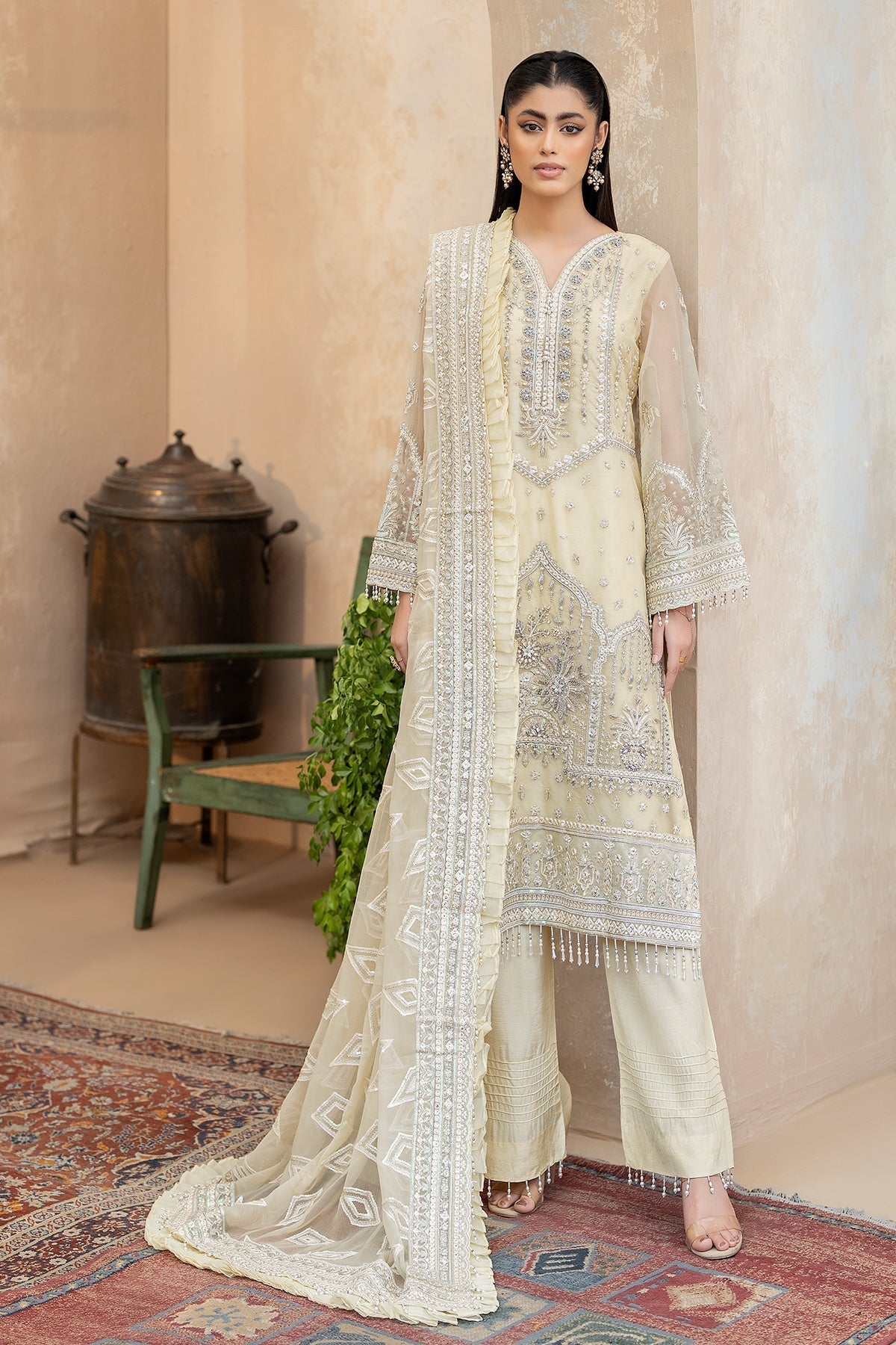 Raeesa Premium | Ada Premium Collection | HU - 47 Sunder XS Ivory Organza