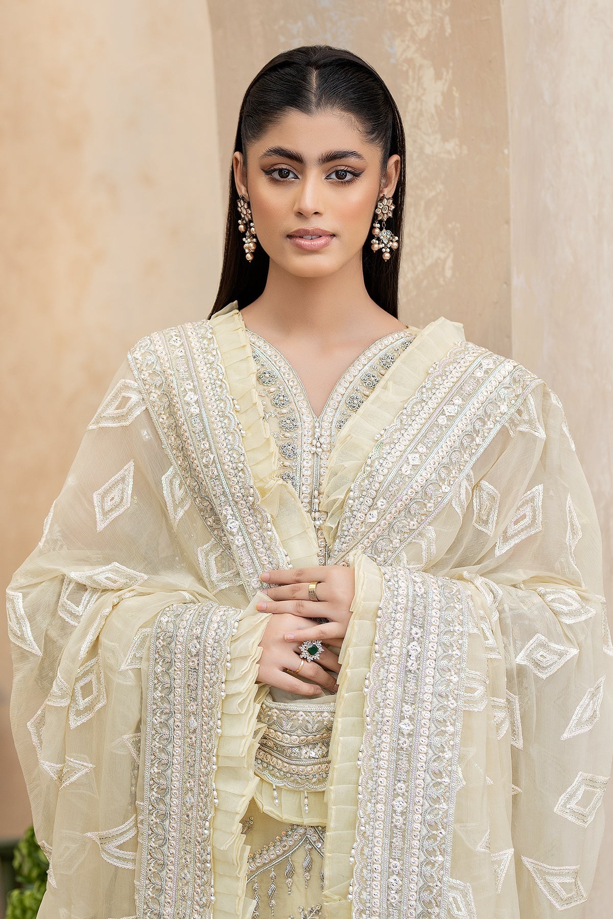 Raeesa Premium | Ada Premium Collection | HU - 47 Sunder L Ivory Organza