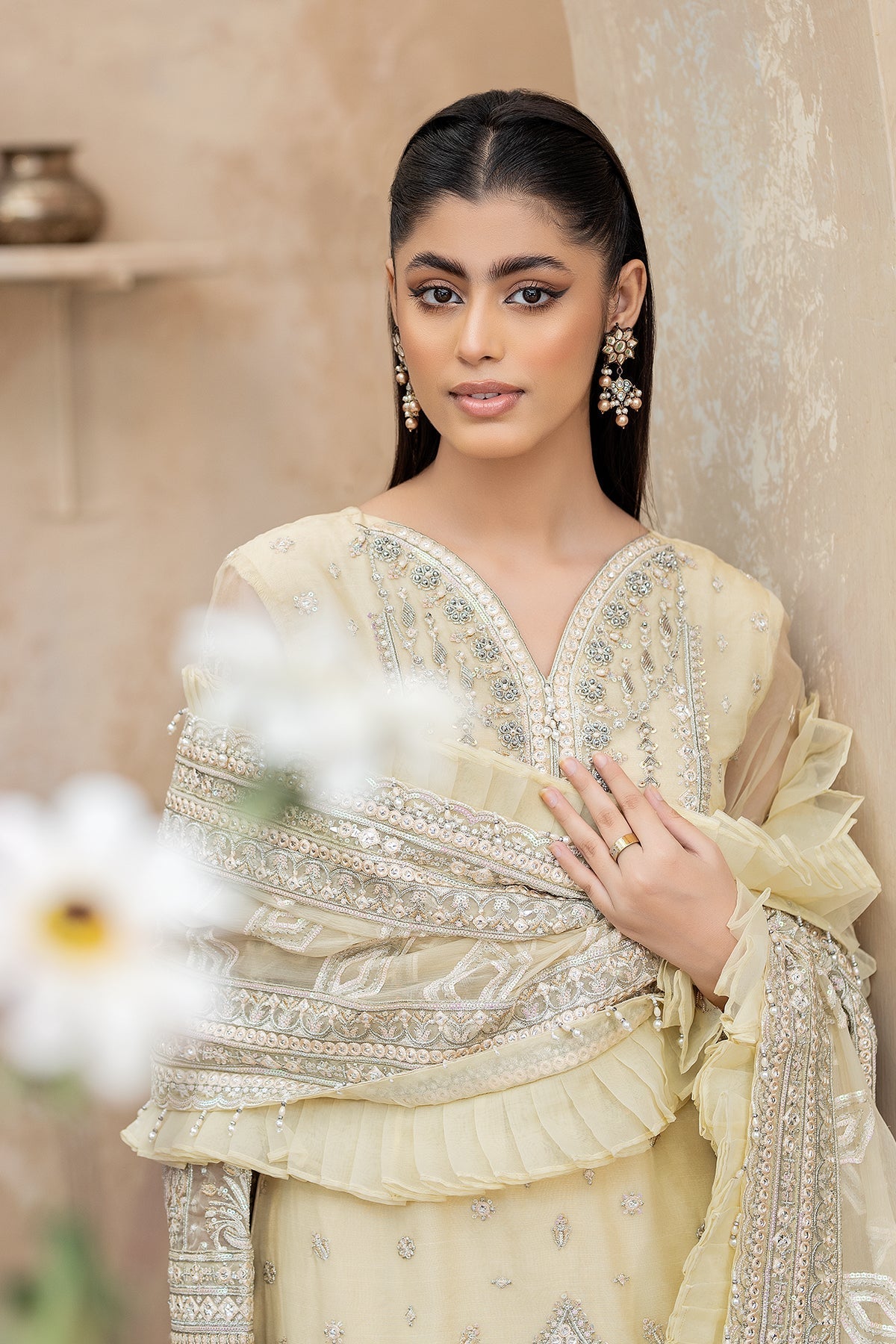 Raeesa Premium | Ada Premium Collection | HU - 47 Sunder M Ivory Organza