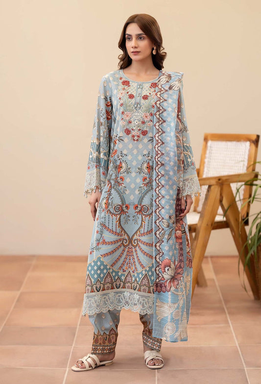 Adans Libas | Prints Eid Edit | 26671 XS Sky Blue Lawn