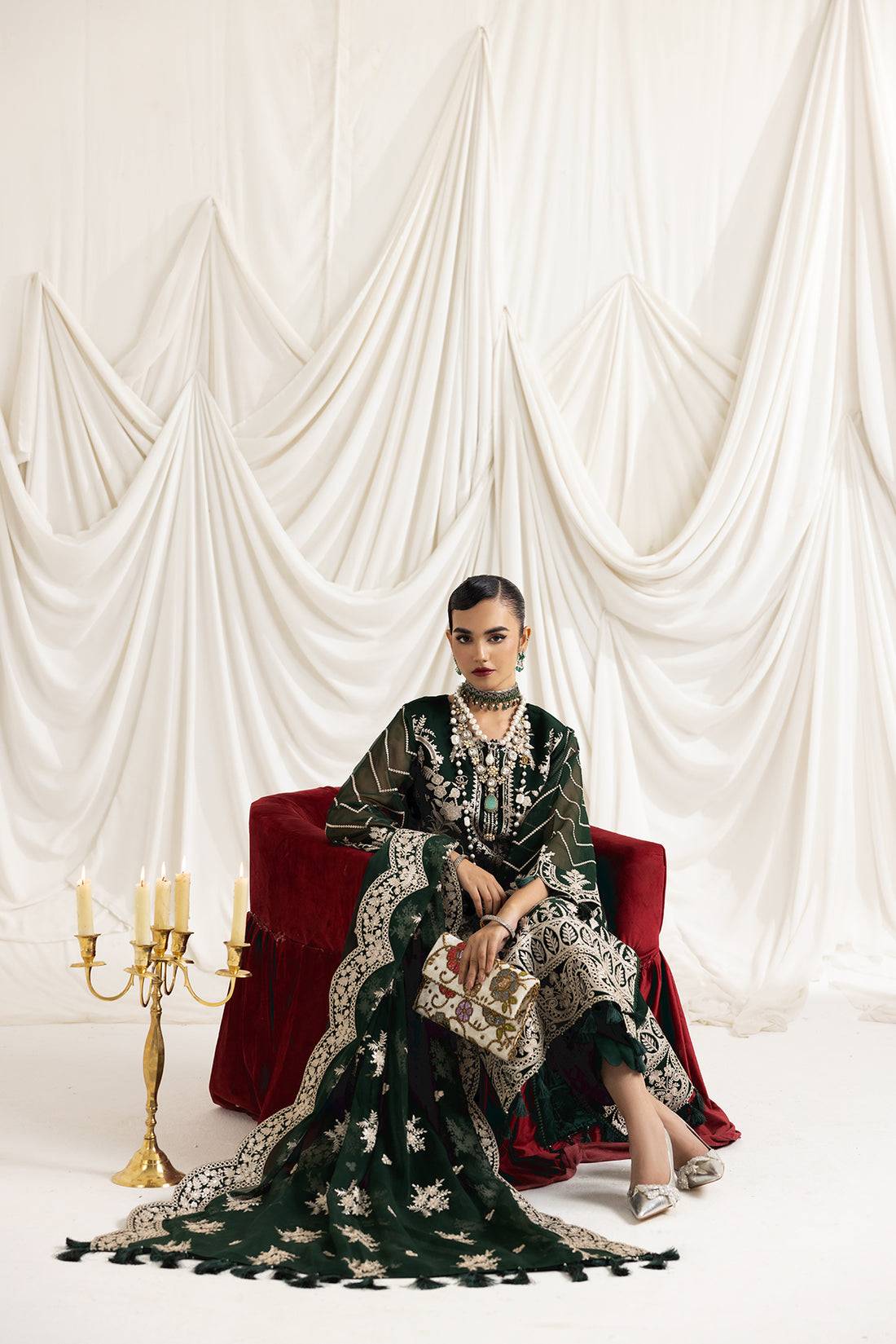 Alizeh | Formals Collection | Clara B (GREEN) - Pakistani Designer Dress - by Alizeh | Type: Formal - 100% Original at Saira Sultan