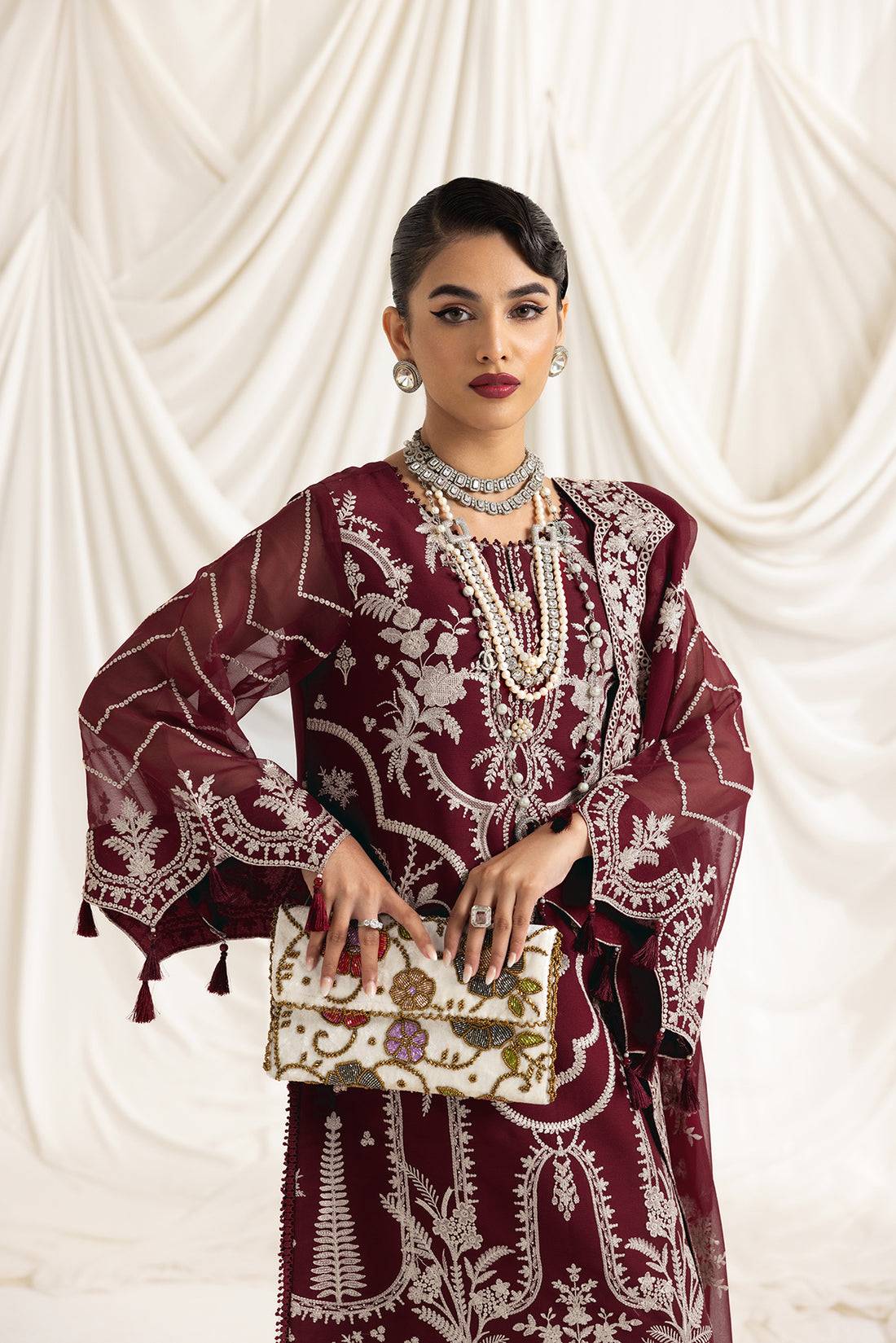 Alizeh | Formals Collection | Clara C (MAROON) - Pakistani Designer Dress - by Alizeh | Type: Formal - 100% Original at Saira Sultan