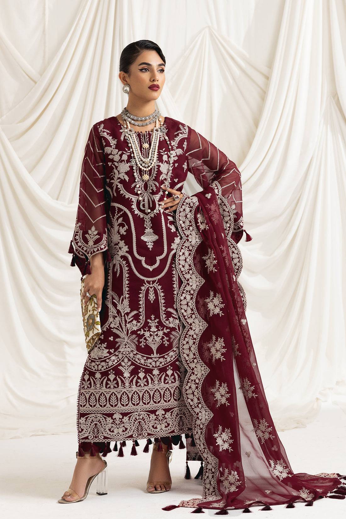 Alizeh | Formals Collection | Clara C (MAROON) - Pakistani Designer Dress - by Alizeh | Type: Formal - 100% Original at Saira Sultan