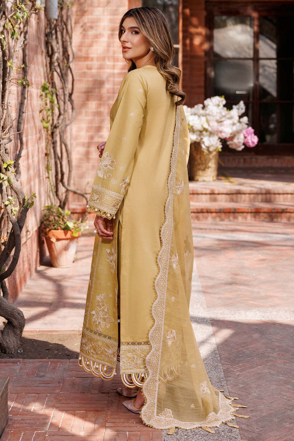 Farasha | Summer Weaves Embroidered Lawn | Tuscany Dream S Golden Lawn