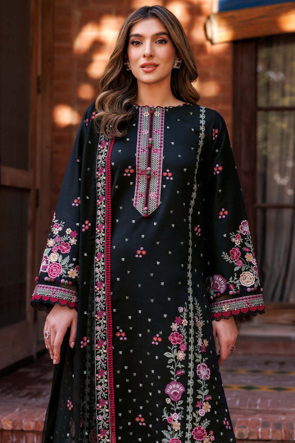 Farasha | Summer Weaves Embroidered Lawn | Ornate Noir M Black Lawn